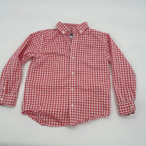 JANIE AND JACK Boys Cotton Shirt Size 6 Check Long Sleeve Button Front - Picture 1 of 6
